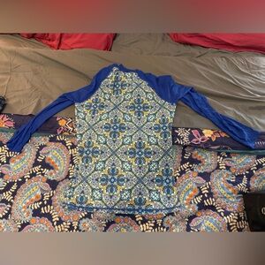 Blue Floral Women's Swim Top